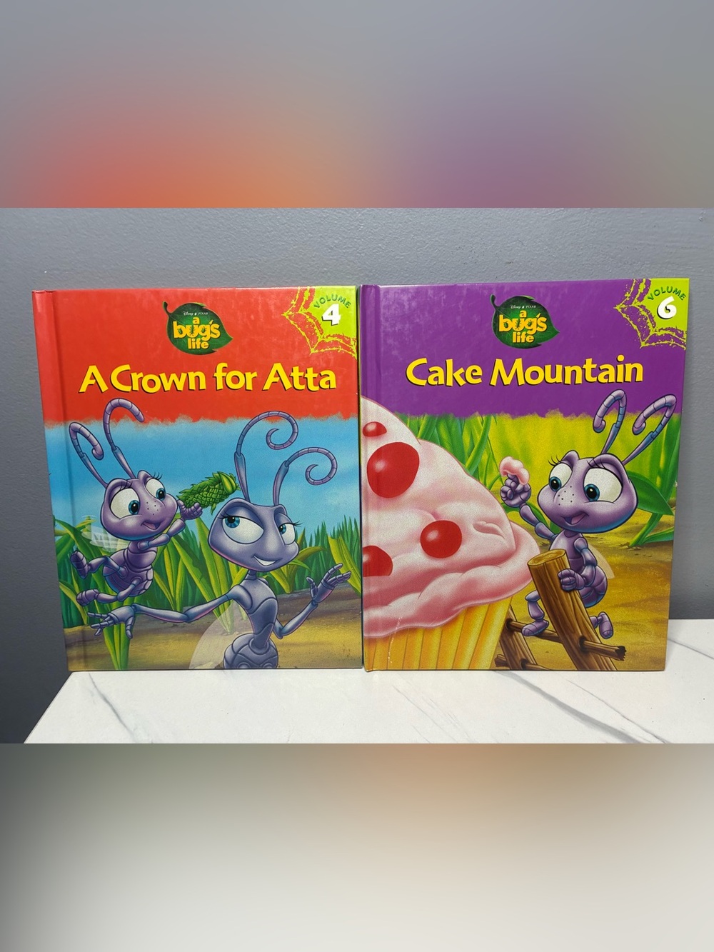 Disney Pixar A Bug’s Life Hardcover Books Vol 4 & 6 Crown for Atta Cake Mountain